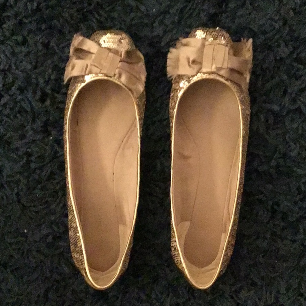 Kate Spade Gold Sequined Flats, size 10